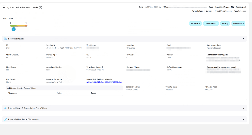 Quick Check Submission Details